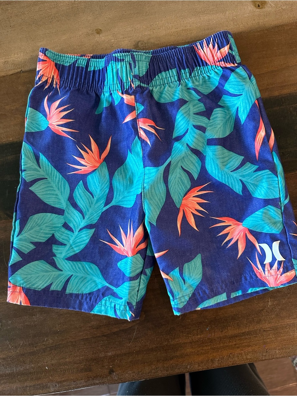 Hurley Blue Tropical Print Kids Swim Trunks